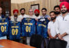 Chief Minister Omar Abdullah unveiling jersey of Sher-e-Kashmir Cricket Club on Friday.