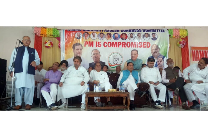 JKPCC chief Tariq Hameed Karra addressing Cong rally in Marh on Sunday. JKPCC chief Tariq Hameed Karra addressing Cong rally in Marh on Sunday.