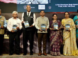 Chief of the Army Staff, Gen Upendra Dwivedi with Lt Gen Ghanshyam Singh Katoch (Retd), Brigadier Jeewan Singh Rajpurohit, PhD (Retd) and others dignitaries during the book release and biography ‘The Snow Lion: A Military Biography of General Zorawar Singh’, written by Lt Gen Ghanshyam Singh Katoch (Retd) and a book titled ‘Lead like a Legend’, written by Brigadier Jeewan Singh Rajpurohit, PhD (Retd) at Manekshaw centre in New Delhi on Sunday. (UNI)