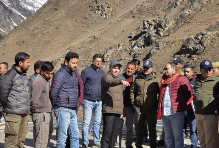 DC Kishtwar, Pankaj Kumar Sharma, SSP Kishtwar, Naresh Singh and other officers conducting inspections during their visit to Paddar and Gulabgarh. -Excelsior/Tilak Raj DC Kishtwar, Pankaj Kumar Sharma, SSP Kishtwar, Naresh Singh and other officers conducting inspections during their visit to Paddar and Gulabgarh. -Excelsior/Tilak Raj
