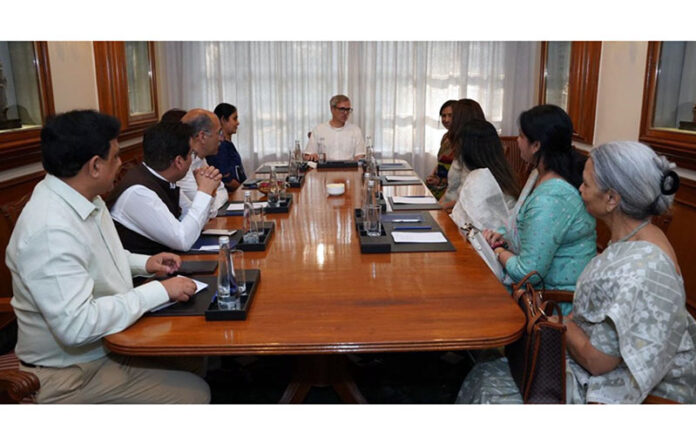 CM Omar Abdullah meeting education sector representatives in Bengaluru.