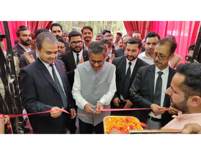 Justice Rajnesh Oswal inaugurating newly developed facilities at District Court Complex Kathua on Monday.