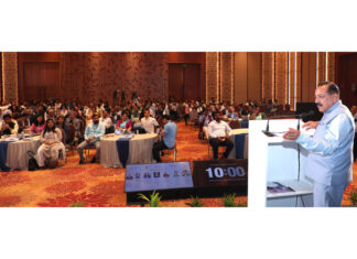 Union Minister Dr Jitendra Singh addressing the Inaugural Plenary of "Global Heat and Cooling Forum" at Bharat Mandapam, New Delhi on Monday.