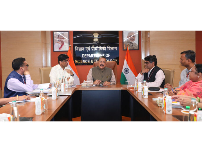 Union Minister Dr Jitendra Singh chairing a meeting of the Anusandhan National Research Foundation (ANRF), at Technology Bhawan, New Delhi on Monday.