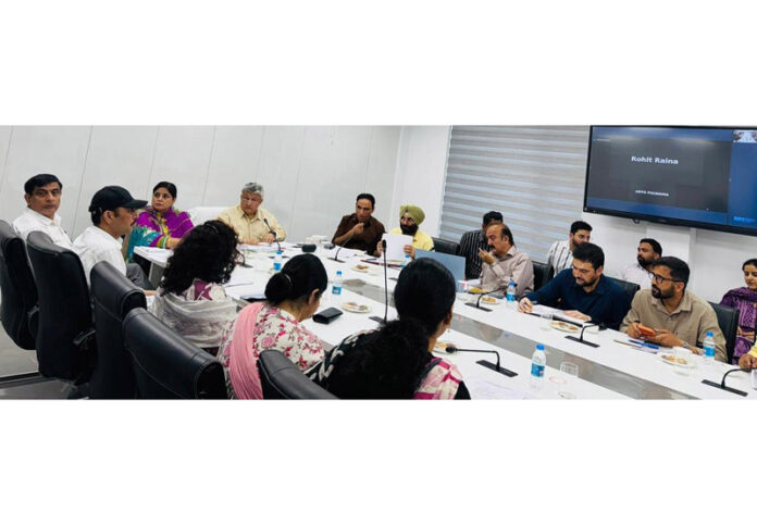 Transport Commissioner chairing a meeting at Jammu on Monday. Transport Commissioner chairing a meeting at Jammu on Monday.