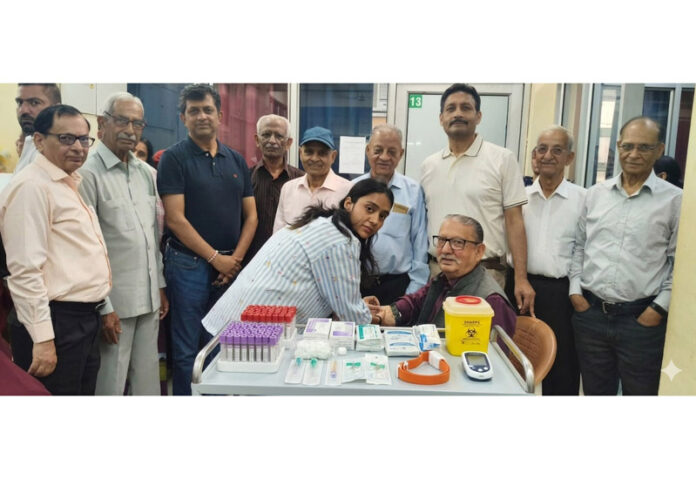 Doctors and administrative team of SVMM Hospital Jammu during a Vitamin D3 screening camp.
