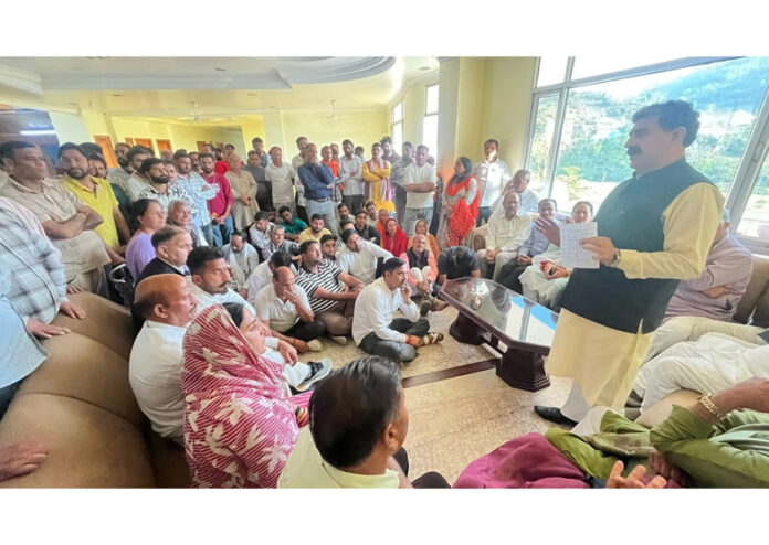 MP Jugal Kishore meeting with Ransoo locals & protesting people on Monday.