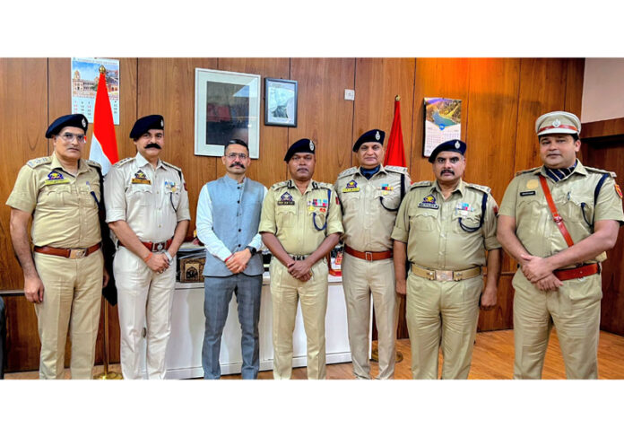 IGP Bhim Sen Tuti decorating newly promoted DySPs in Jammu.