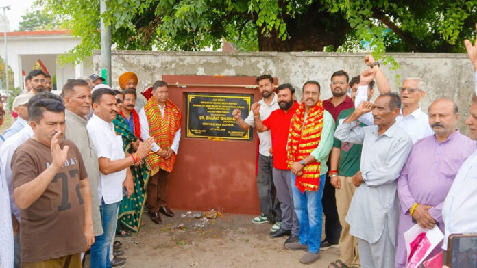 MLA Kathua, Dr Bharat Bushan inaugurating Kathua Canal development works on Wednesday.