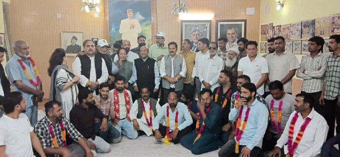 Rattan Lal Gupta and other NC leaders with new team of Jammu Urban ST Cell.