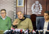 Officials from Cybercrime Investigation Centre of Excellence (CICE) during a press conference in Srinagar on Saturday.
