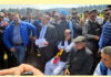 Apni Party leader Altaf Bukhari and others interacting with people at Yusmarg on Wednesday.