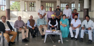 Members of DBPS during a meeting in Jammu on Wednesday.