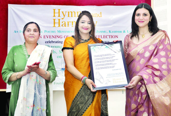 A dignitary being presented certificate during an event in Jammu on Monday.