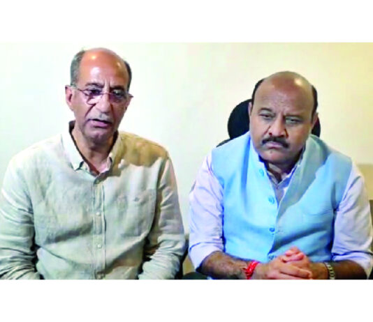 Dy CM Surinder Choudhary & Advisor to CM Nasir Aslam Wani talking to media person at Jammu onTuesday.