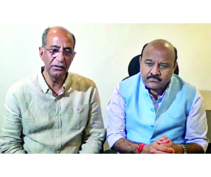 Dy CM Surinder Choudhary & Advisor to CM Nasir Aslam Wani talking to media person at Jammu onTuesday.
