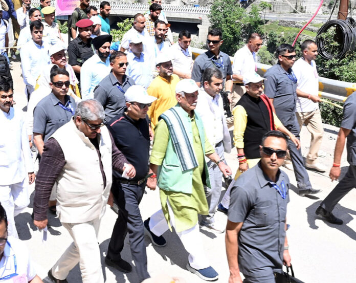 LG Manoj Sinha leading Padyatra in Ramban on Wednesday.