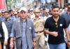 LG Manoj Sinha leading padyatra in Rajouri on Saturday.