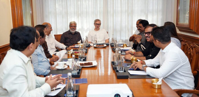 CM Omar Abdullah in a meeting with filmmakers at Bengaluru on Saturday.