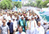 LG Manoj Sinha leading padyatra against drug menace in Udhampur on Monday.