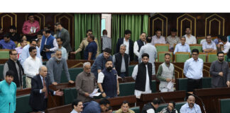 NC MLAs protesting in the Assembly on security withdrawal. —Excelsior/Rakesh