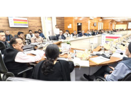 Union Minister Dr Jitendra Singh addressing DISHA meeting at Kishtwar on Tuesday.