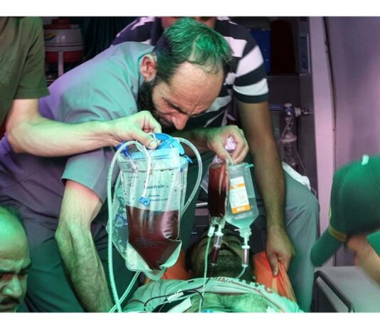 An injured of Ramnagar bus accident being admitted in GMC Jammu. -Excelsior/Rakesh