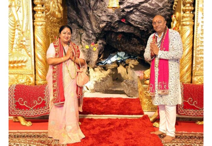 Delhi Chief Minister Rekha Gupta offering prayers at Mata Vaishno Devi Shrine in Katra.