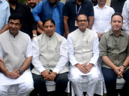 Union Minister Shivraj Singh Chouhan during a press conference in Srinagar on Monday. -Excelsior/Shakeel