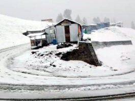 A view of fresh snowfall in Guldanda area of Bhaderwah on Saturday. -Excelsior/Tilak Raj