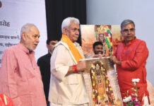 LG Manoj Sinha at Ayodhya Parv at IGNCA, New Delhi on Friday.