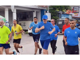 CM Omar Abdullah Jogging in Bishnah area on Wednesday.