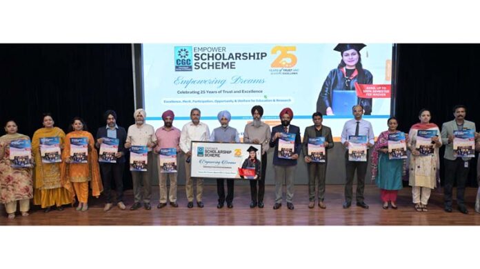 Satnam Singh Sandhu, Chairman, CGC Landran launching ‘Empower’ Scholarship Scheme on Thursday.