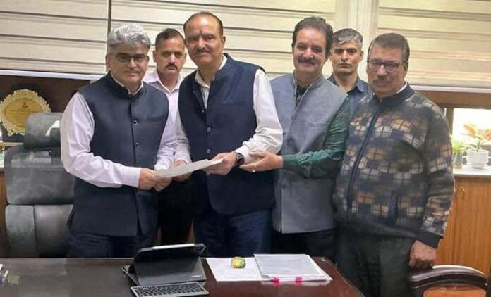 Martand Tirath Trust representatives submitting a memorandum of demands to Chief Secretary Atal Dulloo in Jammu on Thursday.