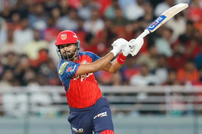 PBKS’ Shreyas Iyer hitting a shot during IPL match against SRH at New Chandigarh on Saturday.