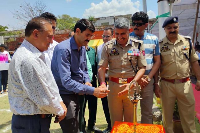 Director, SKPA Udhampur, Garib Dass (ADGP) inaugurating Volleyball Tournament at Udhampur.