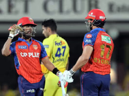 Punjab Kings players celebrating after defeating CSK in Chennai on Friday.