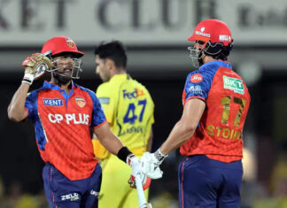 Punjab Kings players celebrating after defeating CSK in Chennai on Friday.