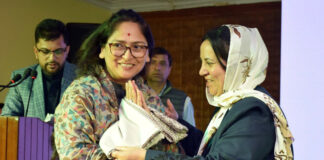 Minister Sakeena Itoo welcoming Member of Parliamentary Standing Committee on Wednesday.