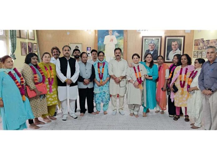 NC leaders during a party meeting in Jammu on Tuesday. NC leaders during a party meeting in Jammu on Tuesday.