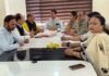 BJP vice president, Rakesh Mahajan addressing a review meeting of BJYM at Jammu on Thursday.