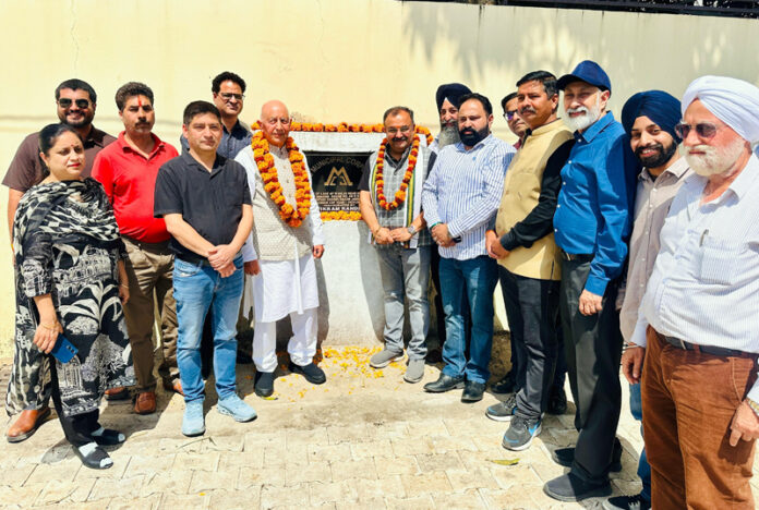 MLA Bahu, Ch. Vikram Randhawa inaugurating a newly constructed lane in Gandhinagar on Saturday.