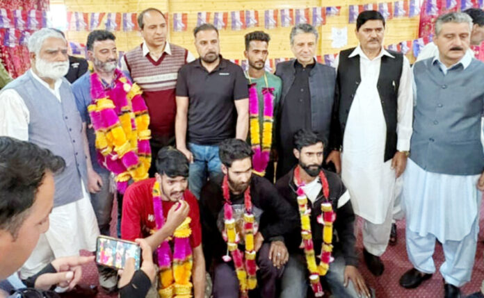 Senior Apni Party leaders with newly elected office bearers in Srinagar.