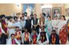 NC’s Provincial president, R L Gupta, other leaders and workers, during a meeting in Jammu South on Thursday.