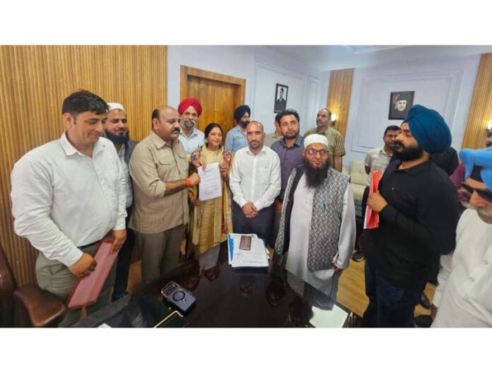 Delegation of teachers’ organisation submitting memorandum to DyCM on Monday. Delegation of teachers’ organisation submitting memorandum to DyCM on Monday.