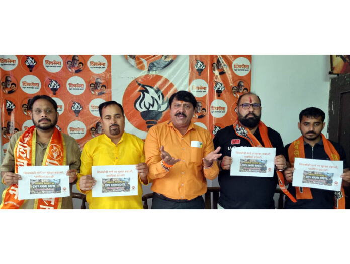 Shiv Sena leaders during a protest in Jammu on Tuesday. Shiv Sena leaders during a protest in Jammu on Tuesday.