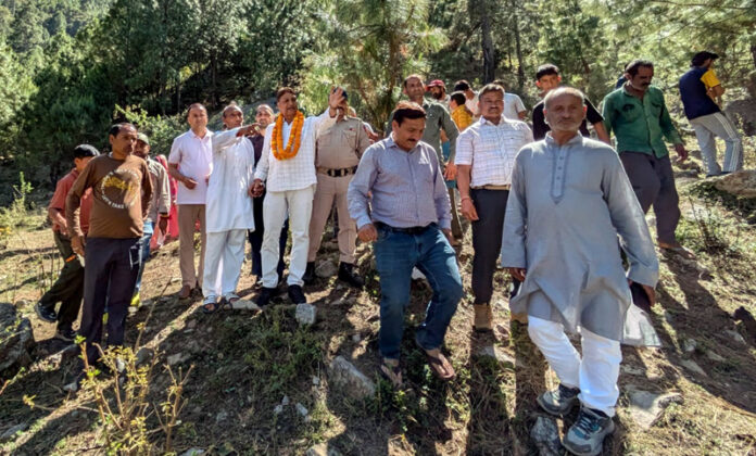 MLA Baldev Raj Sharma during a tour of Panchayat Sersundwan.
