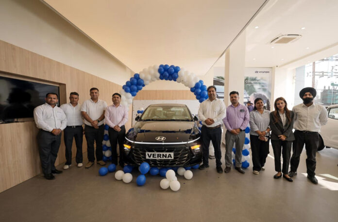 Jatinder Gupta, Chairman of AM Group launching new Verna Facelift in Jammu.