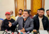 EJAC leaders during a press conference in Srinagar on Wednesday. -Execlsior/Shakeel