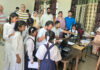 Students during Aadhaar Enrollment and Update Camp at Government School Gandhi Nagar, Jammu.